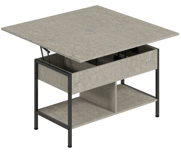 HOMCOM Tavolino da salotto sollevabile e allungabile con vano nascosto, 98x49x55 cm, Grigio | Aosom Italy