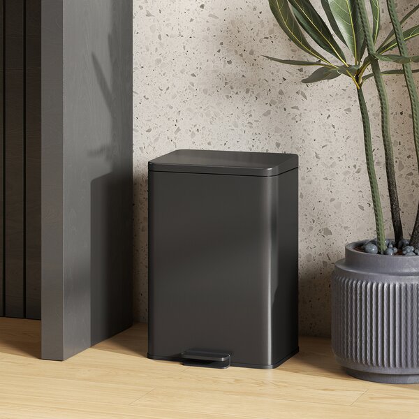 HOMCOM Pattumiera 20 L a pedale con coperchio soft-close e secchio rimovibile, Nero opaco | Aosom Italy