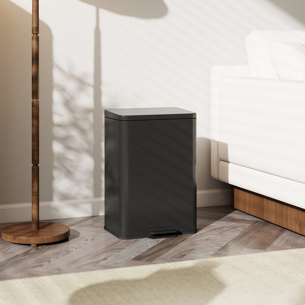 HOMCOM Pattumiera 20 L a pedale con coperchio soft-close e secchio rimovibile, Nero opaco | Aosom Italy