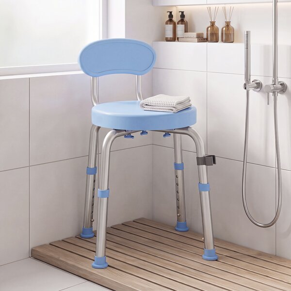 HOMCOM Sedia da doccia girevole regolabile in altezza con schienale, 150 kg, Celeste | Aosom Italy