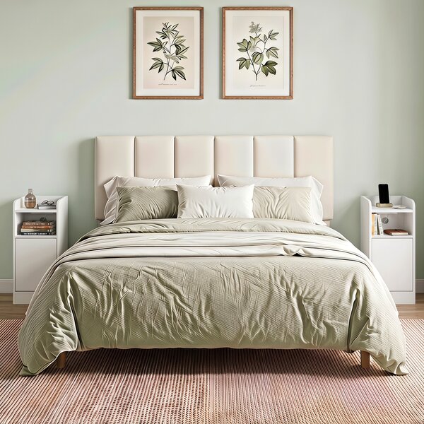 HOMCOM Set 2 comodini con stazione di ricarica, armadietto e ripiano, 25x30x60 cm, Bianco | Aosom Italy