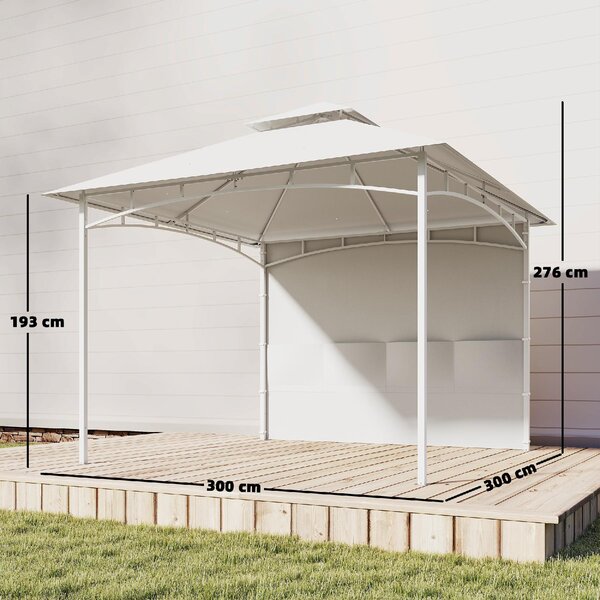 VivaGarden Gazebo da Giardino 3x3 m in Metallo/Poliestere con Doppio Tetto e Tende colore Bianco Crema