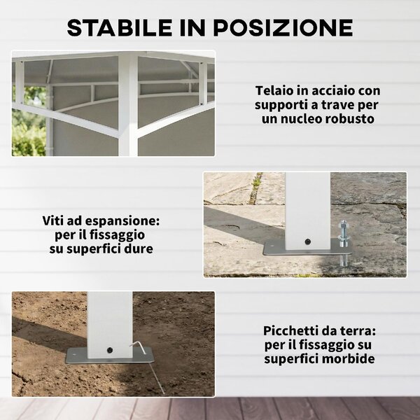 VivaGarden Gazebo da Giardino 3x3 m in Metallo/Poliestere con Doppio Tetto e Tende colore Bianco Crema