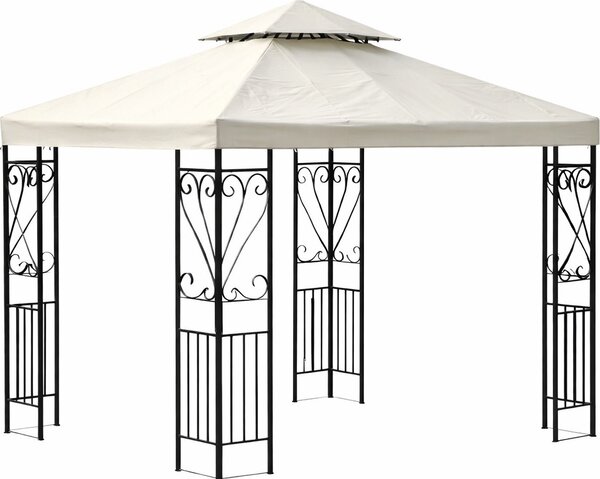 Giardini del Re Gazebo da Giardino 3x3 mt in Acciaio/Tessuto con Doppio tetto colore Crema