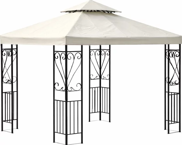 Giardini del Re Gazebo da Giardino 3x3 mt in Acciaio/Tessuto con Doppio tetto colore Crema
