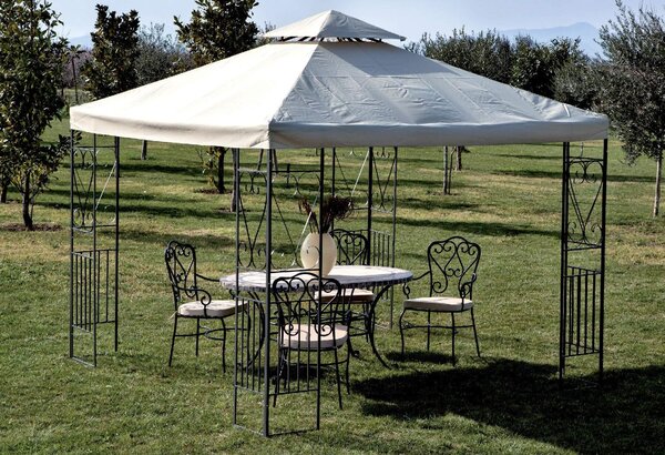 Giardini del Re Gazebo da Giardino 3x3 mt in Acciaio/Tessuto con Doppio tetto colore Crema
