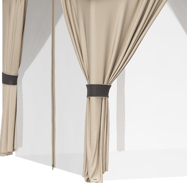 VivaGarden Gazebo da Giardino 3x3 mt in Acciaio/Tessuto con Doppio tetto e Tende colore Beige