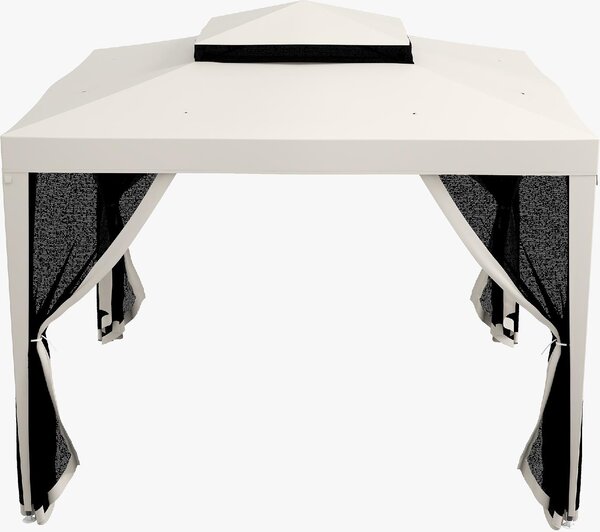 VivaGarden Gazebo da Giardino 3x3 mt in Acciaio/Tessuto con Doppio tetto e Zanzariere colore Bianco