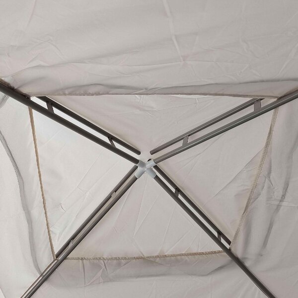 VivaGarden Gazebo da Giardino 3x3 mt in Acciaio/Tessuto con Doppio tetto e Zanzariere colore Bianco