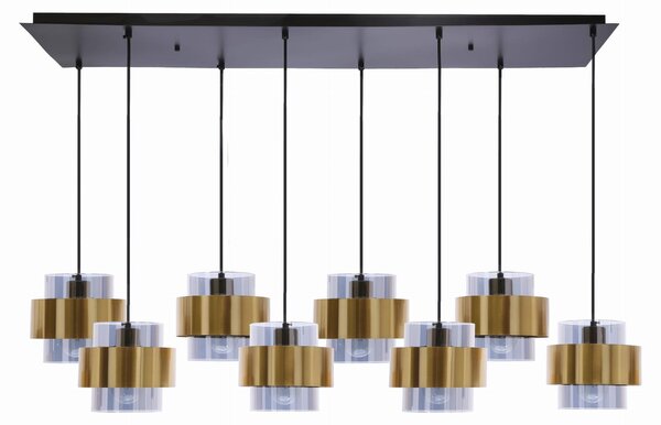 Moderna lampada a sospensione sopra il tavolo da pranzo SPIEGA - 8xE27, 60W, nero / ottone