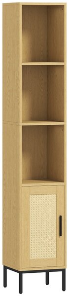 HOMCOM Mobile bagno alto e sottile con mensole e ripiano interno regolabile, legno | Aosom Italy