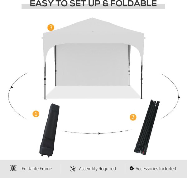 VivaGarden Gazebo da Giardino 3x3 mt in Acciaio/Tessuto con Protezione raggi UV colore Bianco