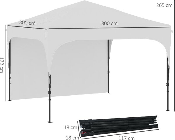 VivaGarden Gazebo da Giardino 3x3 mt in Acciaio/Tessuto con Protezione raggi UV colore Bianco