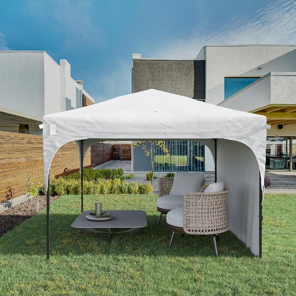 VivaGarden Gazebo da Giardino 3x3 mt in Acciaio/Tessuto con Protezione raggi UV colore Bianco