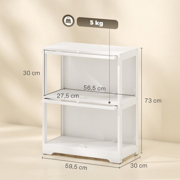 HOMCOM Vetrina espositiva a 2 livelli con ante in acrilico, 59,5x30x73 cm, bianco | Aosom Italy
