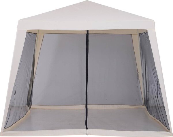 VivaGarden Gazebo da Giardino 3x3 mt in Acciaio/Tessuto con Protezione raggi UV e Zanzariere colore Beige