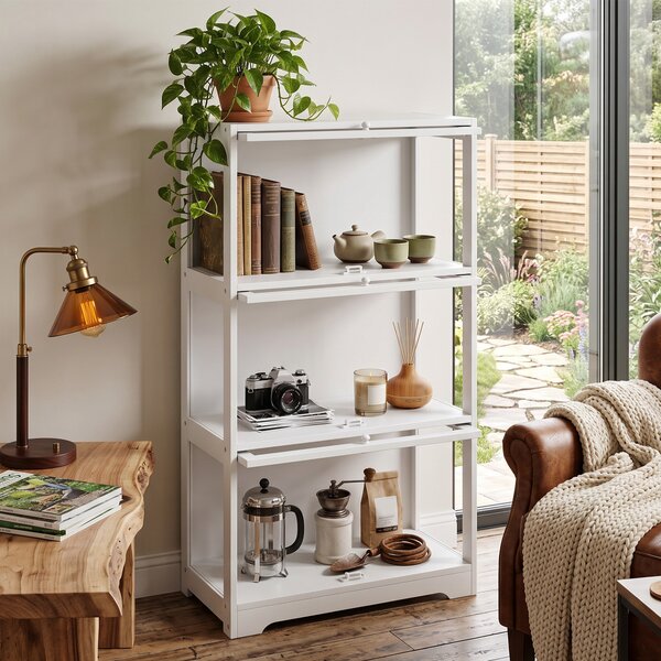 HOMCOM Vetrina espositiva a 3 livelli con ante in acrilico, 59x30x106 cm, bianco | Aosom Italy