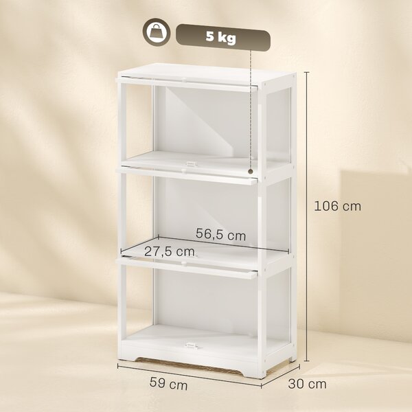 HOMCOM Vetrina espositiva a 3 livelli con ante in acrilico, 59x30x106 cm, bianco | Aosom Italy