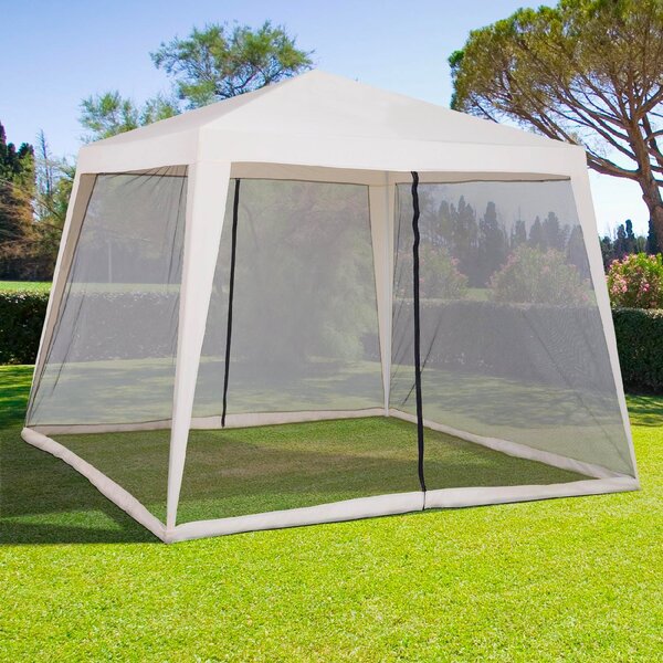 VivaGarden Gazebo da Giardino 3x3 mt in Acciaio/Tessuto con Protezione raggi UV e Zanzariere colore Beige