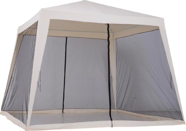 VivaGarden Gazebo da Giardino 3x3 mt in Acciaio/Tessuto con Protezione raggi UV e Zanzariere colore Beige