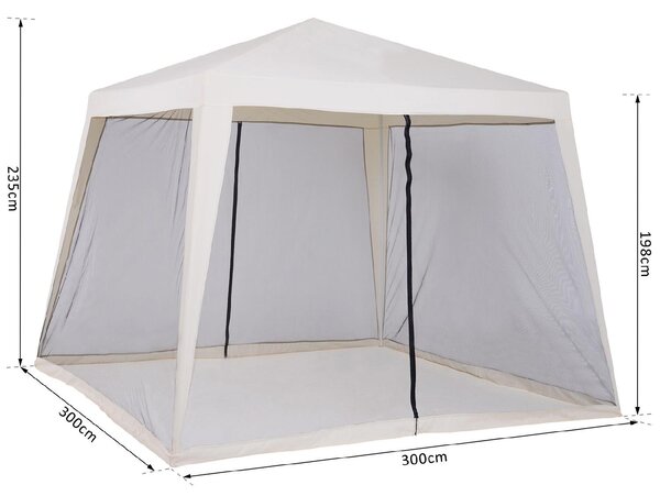 VivaGarden Gazebo da Giardino 3x3 mt in Acciaio/Tessuto con Protezione raggi UV e Zanzariere colore Beige