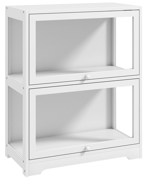 HOMCOM Vetrina espositiva a 2 livelli con ante in acrilico, 59,5x30x73 cm, bianco | Aosom Italy