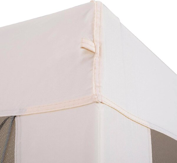 VivaGarden Gazebo da Giardino 3x3 mt in Acciaio/Tessuto con Protezione raggi UV e Zanzariere colore Beige