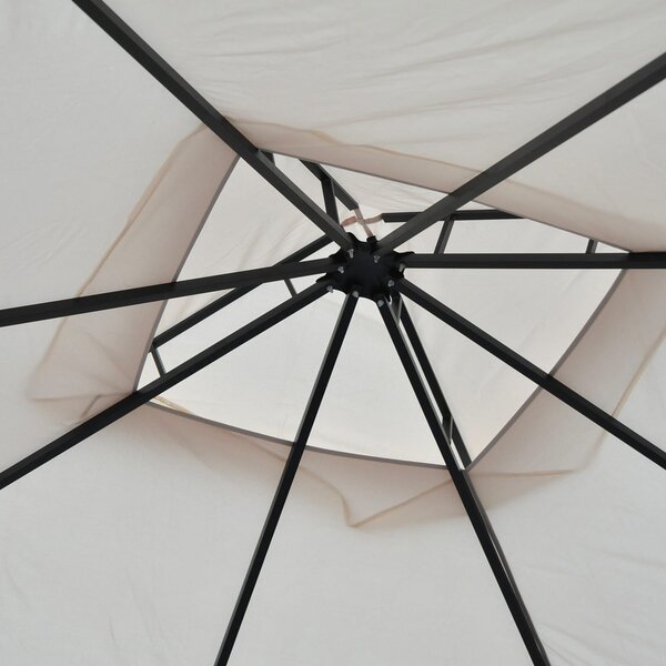 VivaGarden Gazebo da Giardino 3x3 mt in Ferro/Tessuto con Doppio tetto Protezione raggi UV e Tende colore Beige