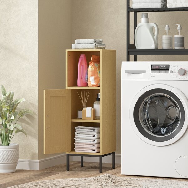 HOMCOM Armadietto da bagno sottile con ripiano regolabile, legno | Aosom Italy