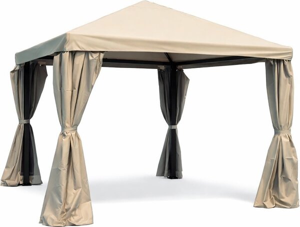 Amicasa Gazebo da Giardino 3x3 mt in Alluminio/Tessuto con Tende colore Ecr - Milano G2