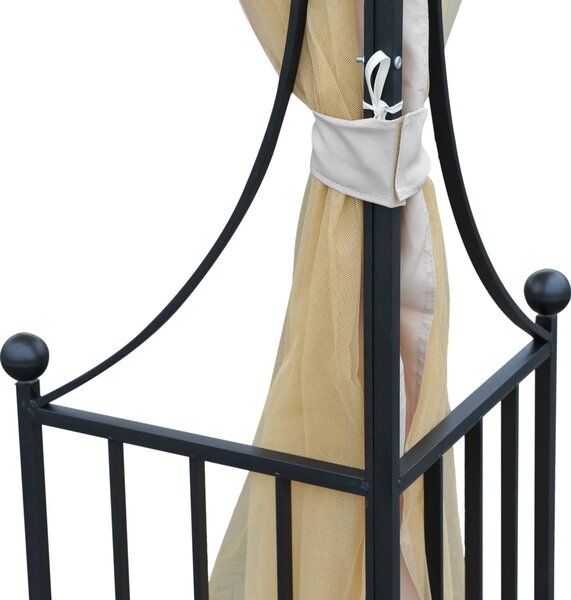 VivaGarden Gazebo da Giardino 3x3 mt in Ferro/Tessuto con Doppio tetto Protezione raggi UV e Tende colore Beige