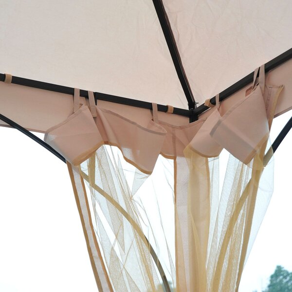 VivaGarden Gazebo da Giardino 3x3 mt in Ferro/Tessuto con Doppio tetto Protezione raggi UV e Tende colore Beige