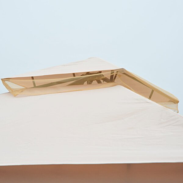 VivaGarden Gazebo da Giardino 3x3 mt in Ferro/Tessuto con Doppio tetto Protezione raggi UV e Tende colore Beige