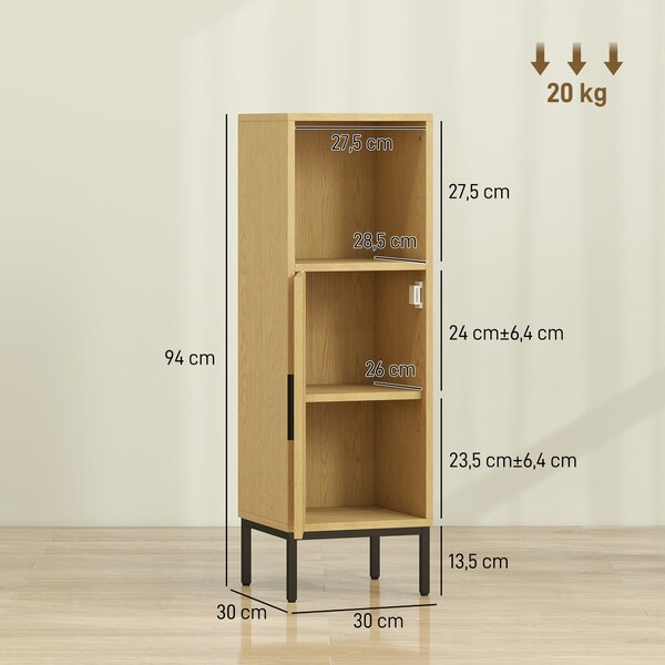HOMCOM Armadietto da bagno sottile con ripiano regolabile, legno | Aosom Italy