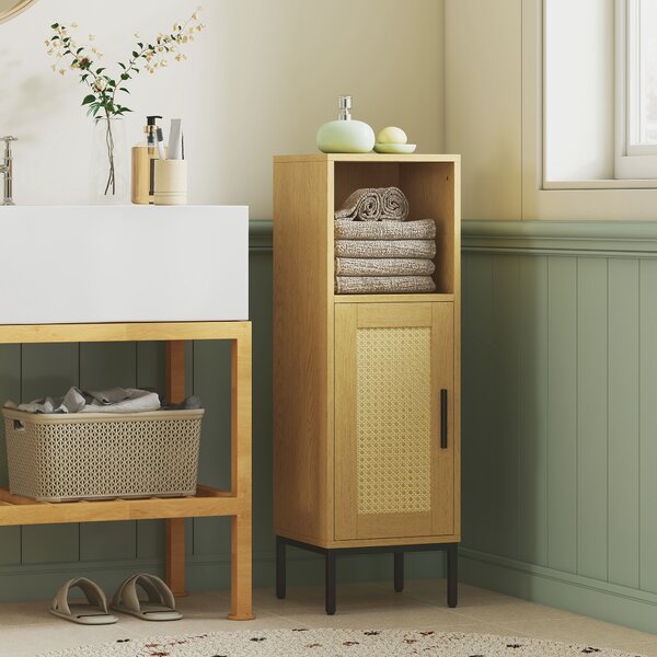 HOMCOM Armadietto da bagno sottile con ripiano regolabile, legno | Aosom Italy