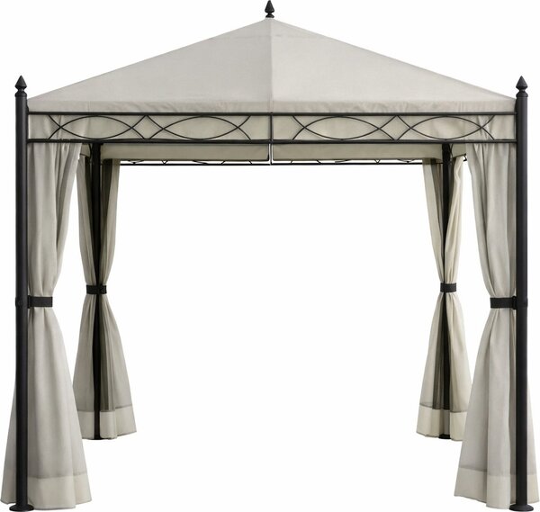 Amicasa Gazebo da Giardino 3x3 mt in Ferro/Tessuto con Tende e Zanzariere colore Bianco - Oregon