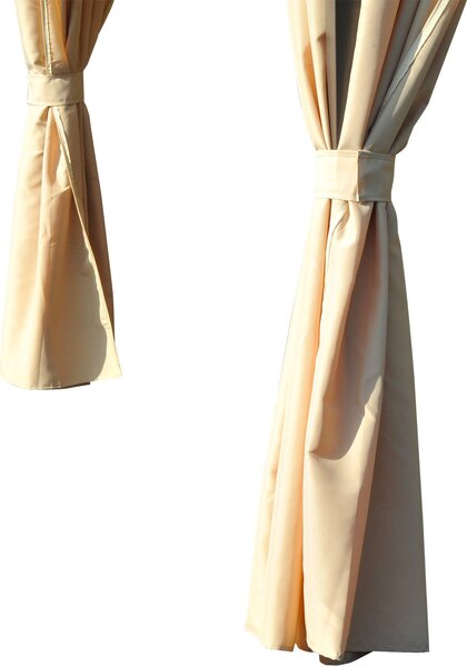 VivaGarden Gazebo da Giardino 3x3 mt in Ferro/Tessuto con Doppio tetto Protezione raggi UV e Tende colore Beige