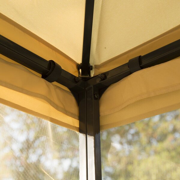 VivaGarden Gazebo da Giardino 3x3 mt in Metallo/Tessuto con Doppio tetto e Tende colore Beige