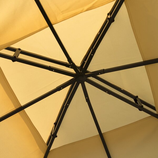 VivaGarden Gazebo da Giardino 3x3 mt in Metallo/Tessuto con Doppio tetto e Tende colore Beige