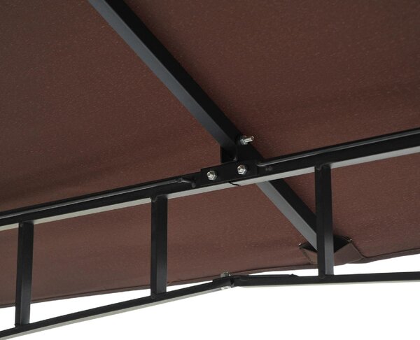 VivaGarden Gazebo da Giardino 3x3 mt in Metallo/Tessuto con Doppio tetto e Tende colore Marrone - Outsunny
