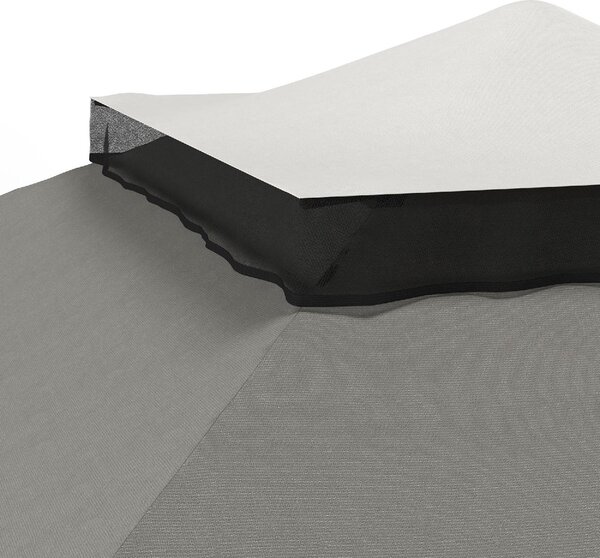 VivaGarden Gazebo da Giardino 3x3 mt in Metallo/Tessuto con Doppio tetto e Zanzariere colore Grigio Scuro