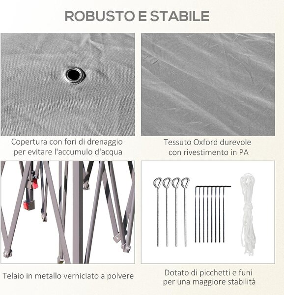 VivaGarden Gazebo da Giardino 3x3 mt in Metallo/Tessuto con Doppio tetto e Zanzariere colore Grigio Scuro