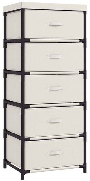 HOMCOM Cassettiera con 5 cassetti in tessuto e struttura in acciaio, beige | Aosom Italy