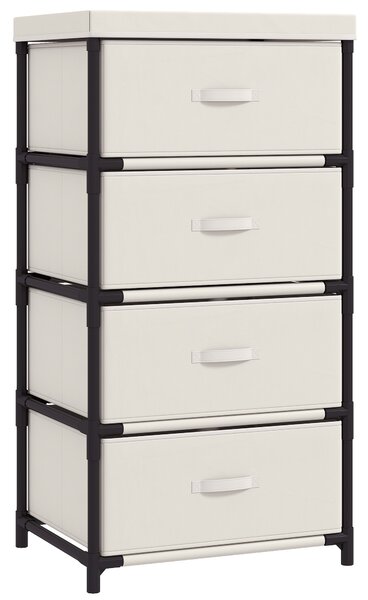 HOMCOM Cassettiera con 4 cassetti in tessuto e struttura in acciaio, beige | Aosom Italy