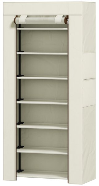 HOMCOM Scarpiera slim a 7 ripiani per 14-21 Paia di Scarpe con copertura in TNT e 2 tasche, beige | Aosom Italy