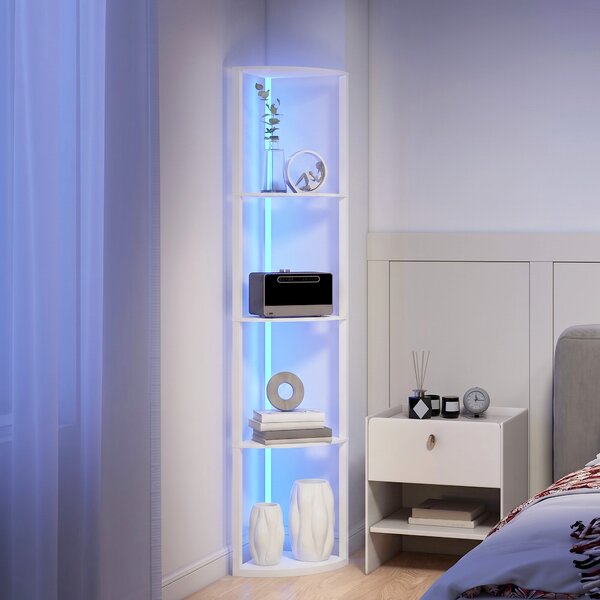 HOMCOM Lampada da terra LED dimmerabile a 5 livelli con ripiani, RGB e telecomando, Bianco | Aosom Italy