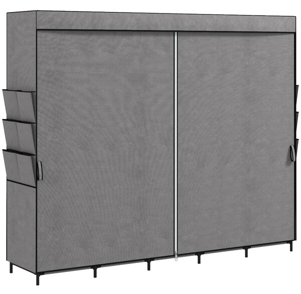 HOMCOM Armadio in tela con 5 aste, 5 ripiani e 6 tasche, 212x45x167 cm, grigio | Aosom Italy