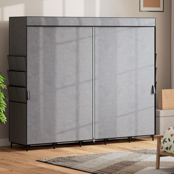 HOMCOM Armadio in tela con 5 aste, 5 ripiani e 6 tasche, 212x45x167 cm, grigio | Aosom Italy