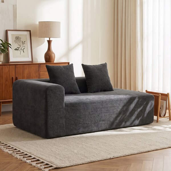 HOMCOM Divano 2 posti in chenille con 2 cuscini e seduta a molle, 71,5x91,5x83 cm, grigio scuro | Aosom Italy