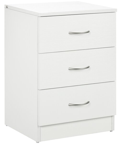 HOMCOM Comodino con 3 cassetti e design antiribaltamento, 40x35x58 cm, bianco | Aosom Italy